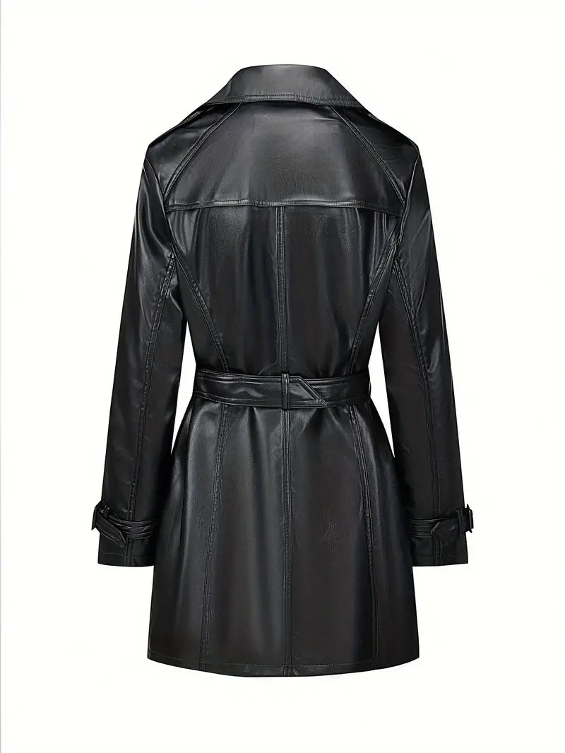 Luna - Elegante Leren Trenchcoat