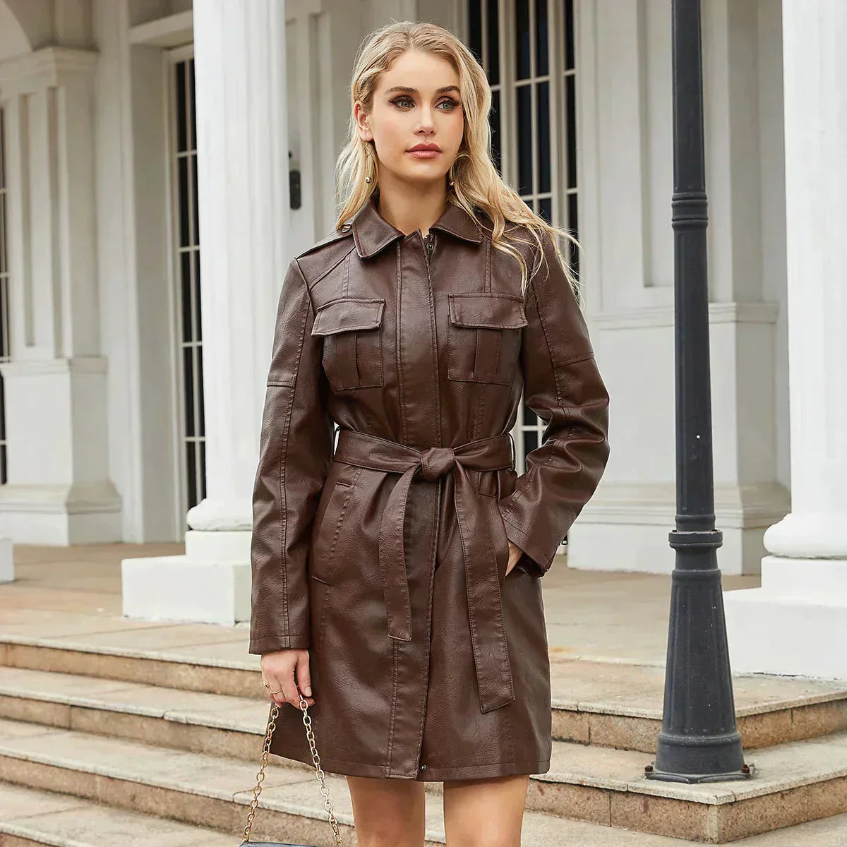 Elegante Leren Jas voor Koudere Maanden