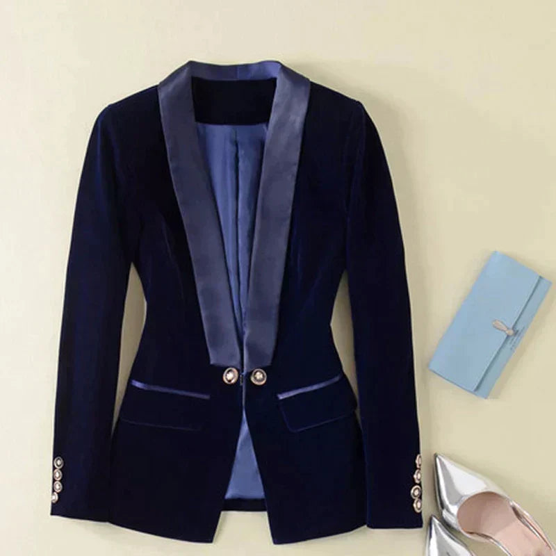 Luca - Luxe Fluwelen Smoking Blazer met Satijnen Revers