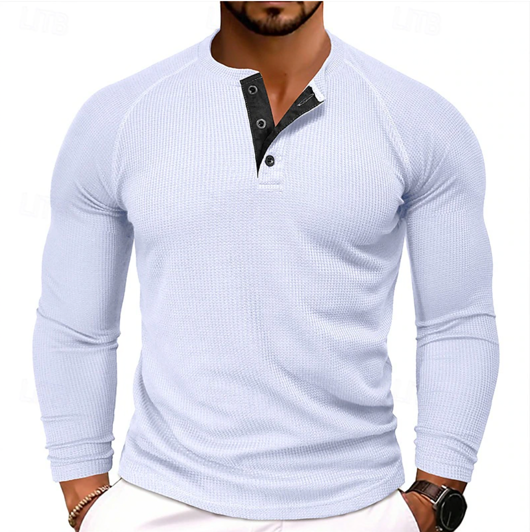 Luca - Comfortabele Henley Overhemd met Lange Mouwen