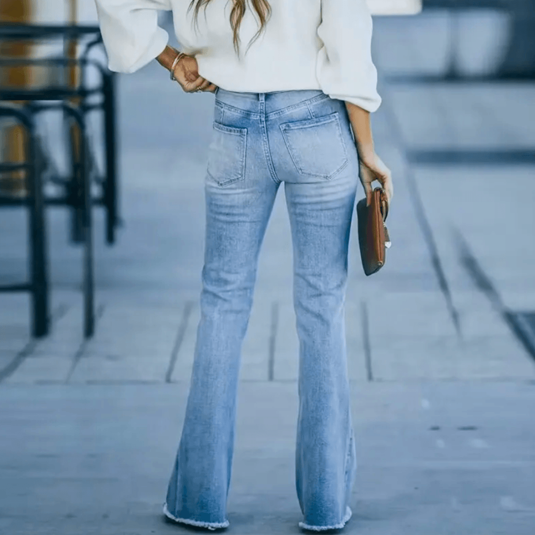 Comfortabele Uitlopende Denim Jeans