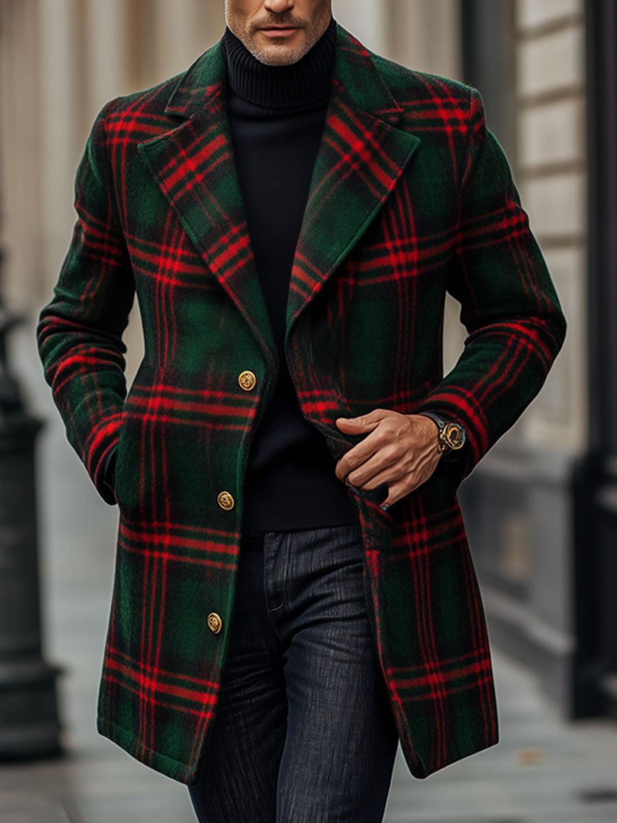 Jasper - Elegante Wollen Jas met Geruit Patroon