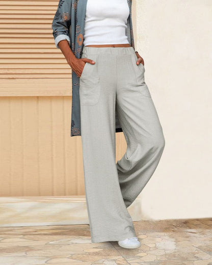 Comfortabele Wijde Broek met Elastische Taille en Zakken