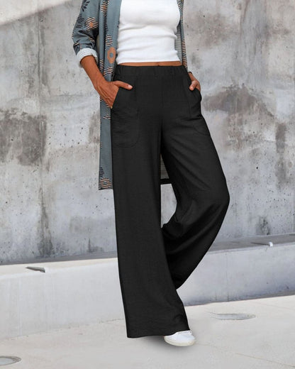 Comfortabele Wijde Broek met Elastische Taille en Zakken