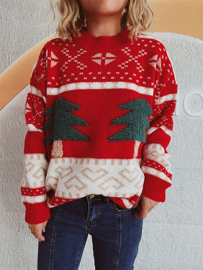 Lotte - Feestelijke Kerstboom Sweater met Lange Mouwen