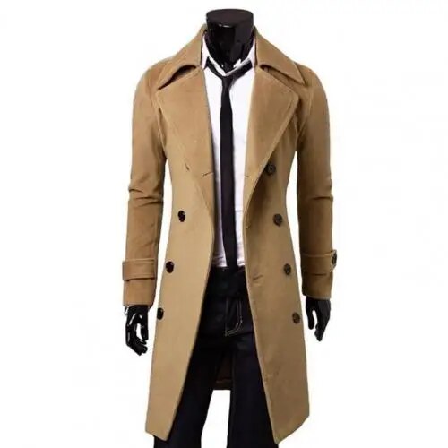 Elegante Britse Trenchcoat met Dubbele Rij Knopen