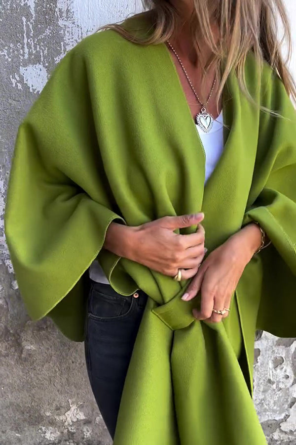 Elegante Losvallende Cape Jas met V-Hals