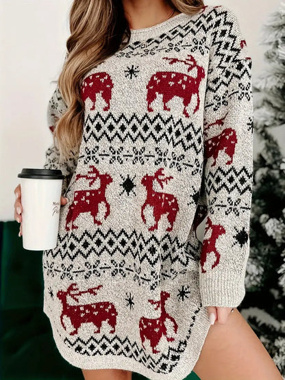 Sophie - Feestelijke Kersttrui met Elandpatroon