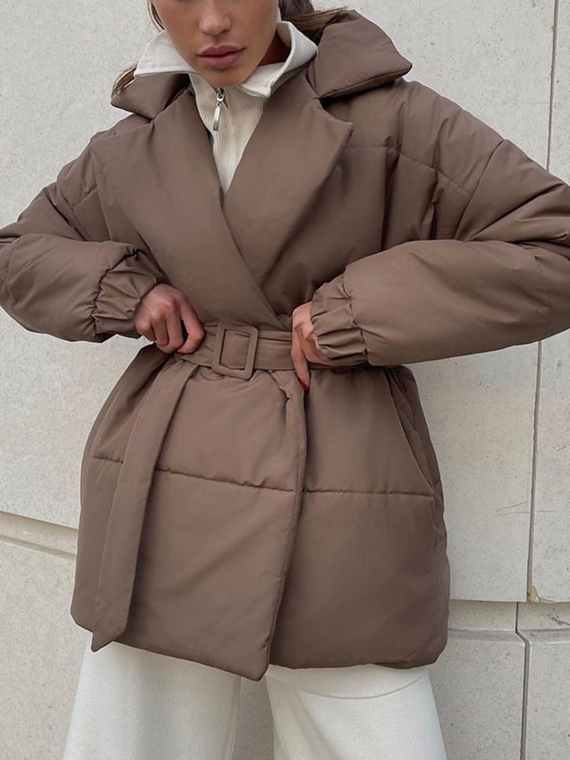 Sophie - Stijlvolle Puffer Winterjas met Riem