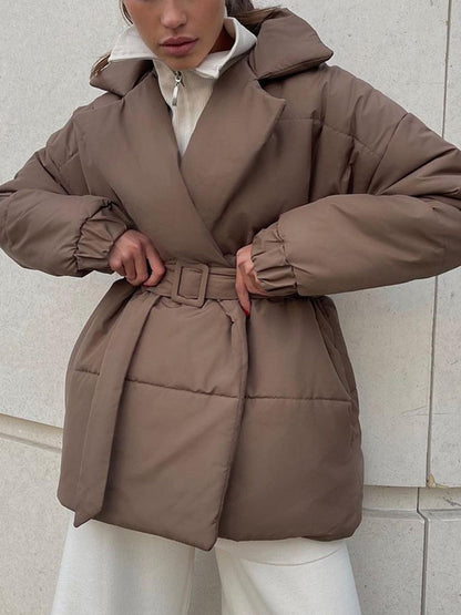 Sophie - Stijlvolle Puffer Winterjas met Riem