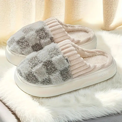 Lotte - Luxe Fluffy Pantoffels met Ruitmotief