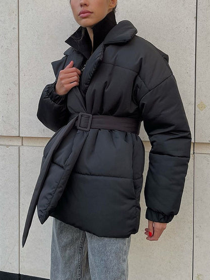 Sophie - Stijlvolle Puffer Winterjas met Riem
