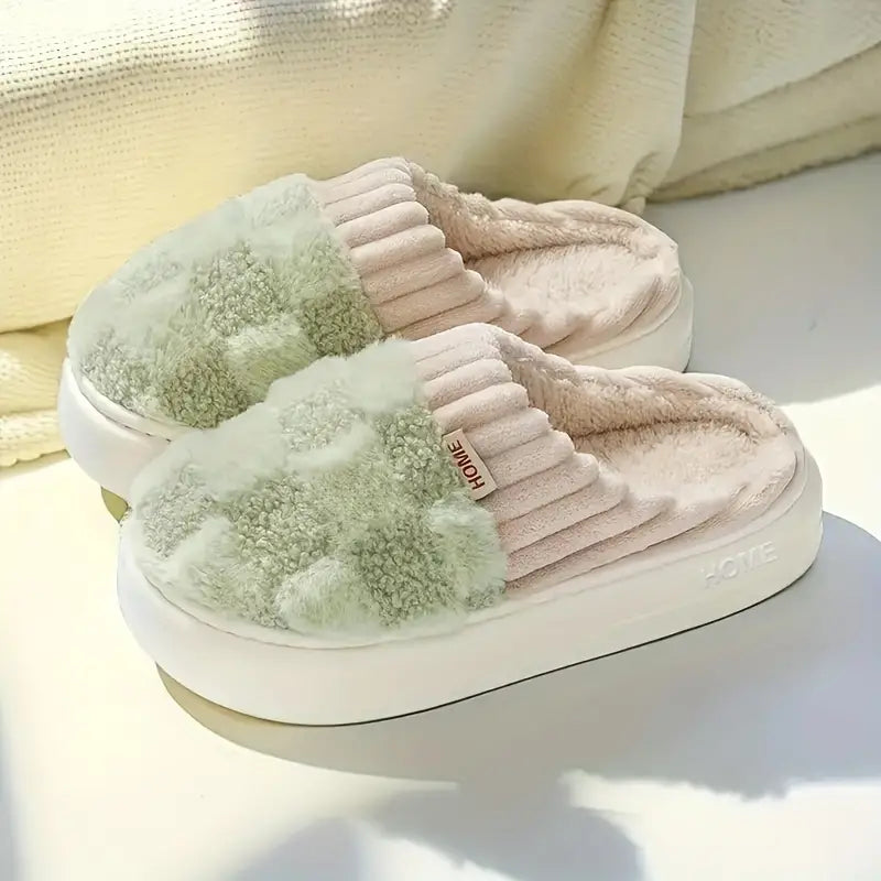 Lotte - Luxe Fluffy Pantoffels met Ruitmotief