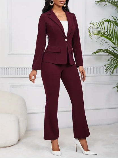 Elena - Stijlvol 2-Delig Blazer en Bootcut Broek Set