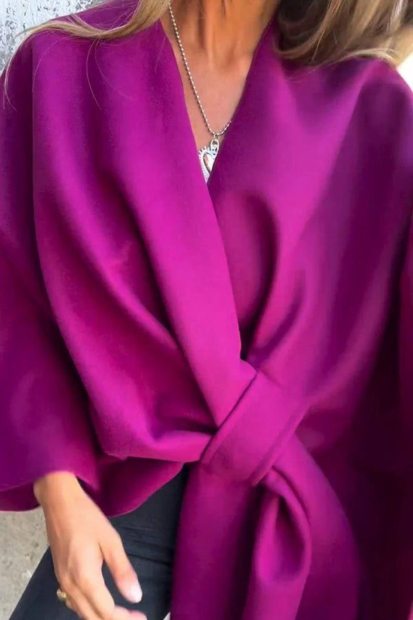 Elegante Losvallende Cape Jas met V-Hals