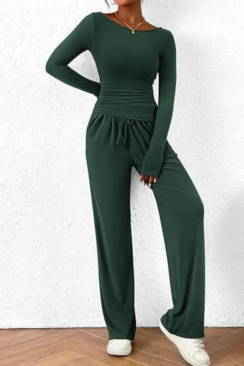 Lina - Comfortabele Ronde Hals Lange Mouw Top en Broek Set