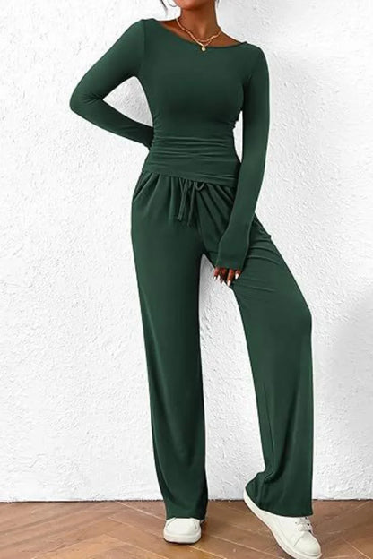 Lina - Comfortabele Ronde Hals Lange Mouw Top en Broek Set