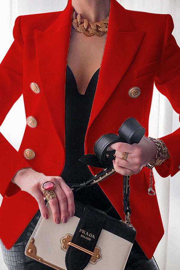 Elegante Dubbelzijdige Blazer met Gouden Knopen