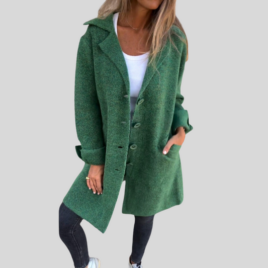 Livia - Lange Wollen Jas met Knopen