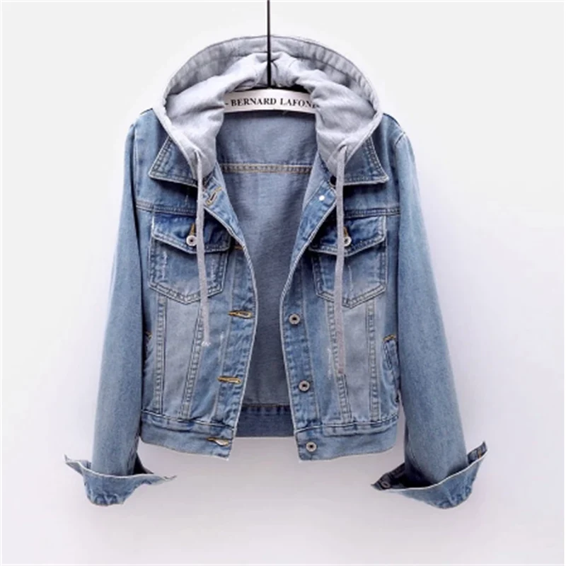 Trendy Denim Jack met Capuchon