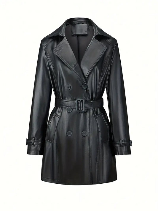 Luna - Elegante Leren Trenchcoat