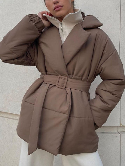 Sophie - Stijlvolle Puffer Winterjas met Riem