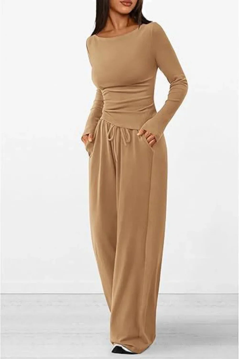Lina - Comfortabele Ronde Hals Lange Mouw Top en Broek Set