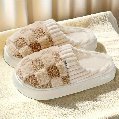 Lotte - Luxe Fluffy Pantoffels met Ruitmotief