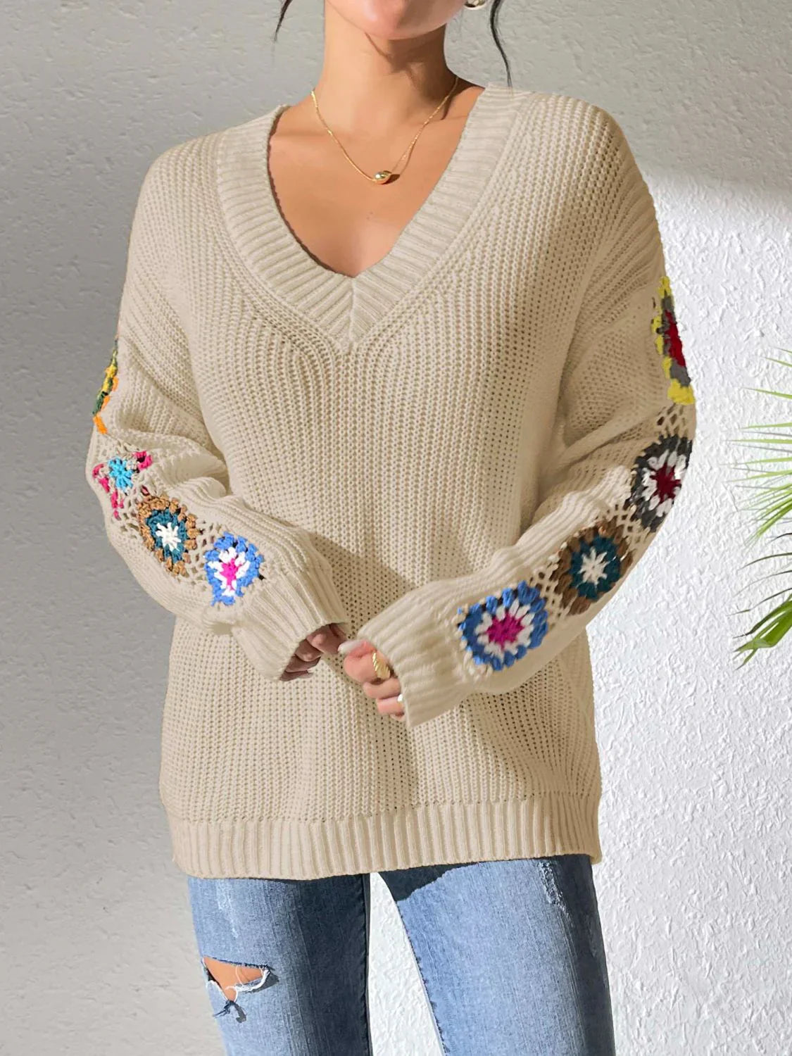 Lotte - V-hals Bloemen Sweater