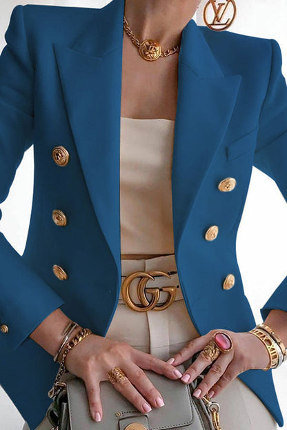 Elegante Dubbelzijdige Blazer met Gouden Knopen