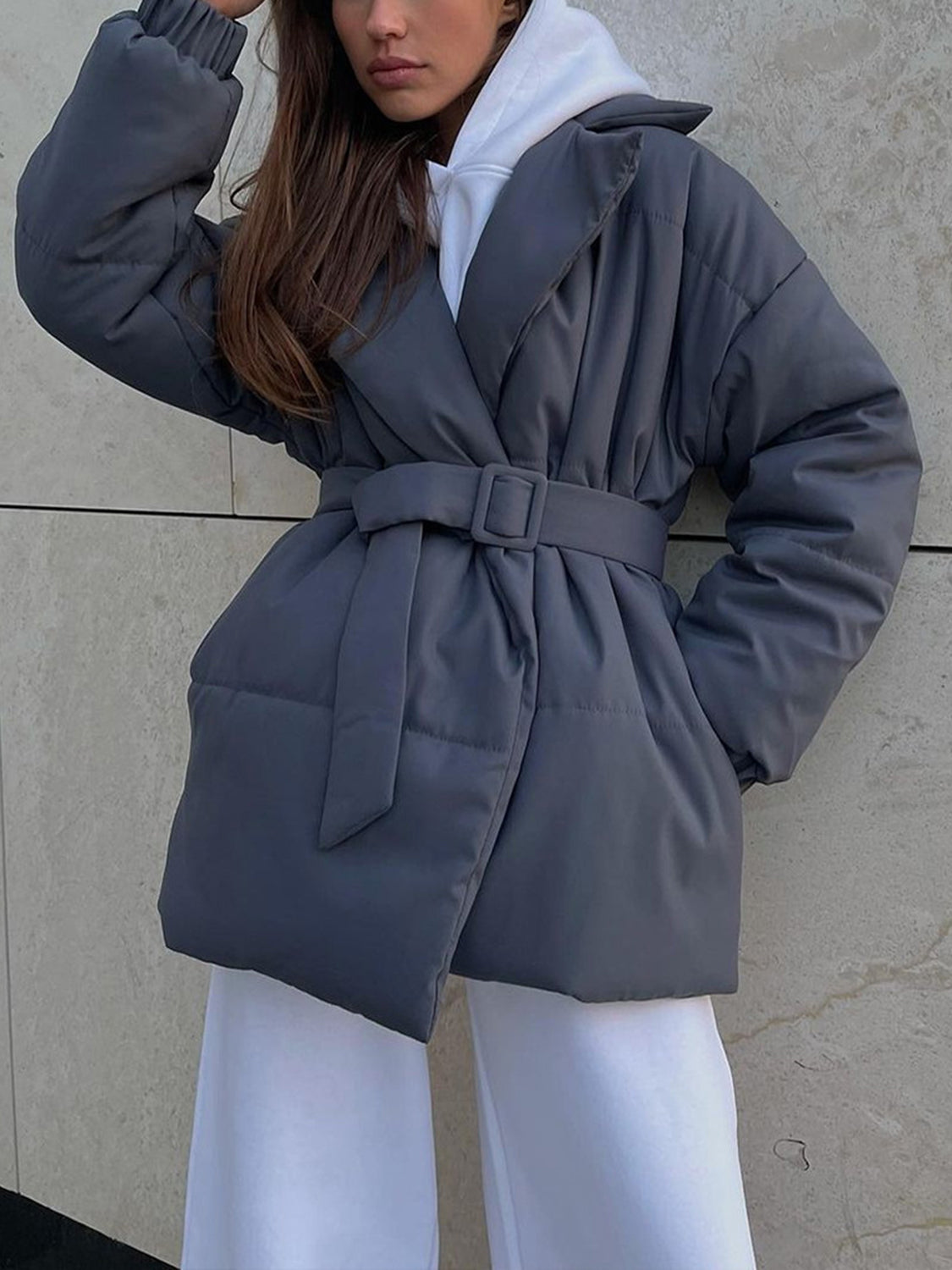 Sophie - Stijlvolle Puffer Winterjas met Riem