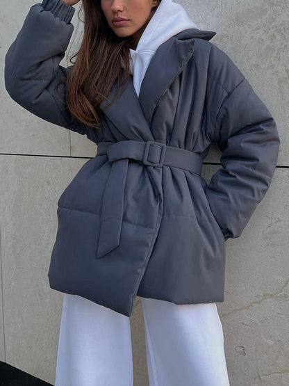 Sophie - Stijlvolle Puffer Winterjas met Riem