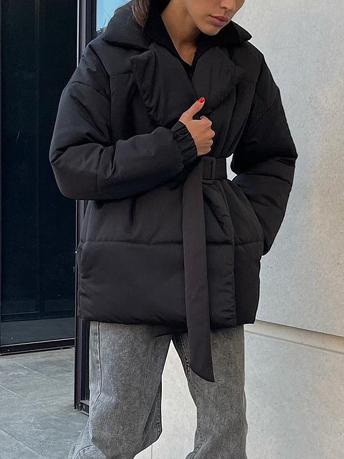 Sophie - Stijlvolle Puffer Winterjas met Riem