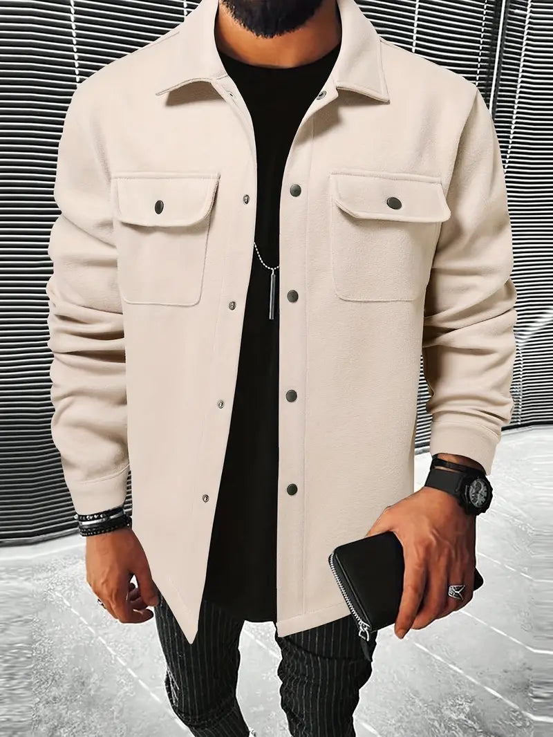 Casual Herenjack met Knoopsluiting voor Herfst en Winter