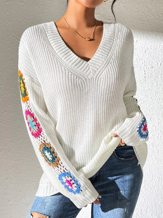 Lotte - V-hals Bloemen Sweater