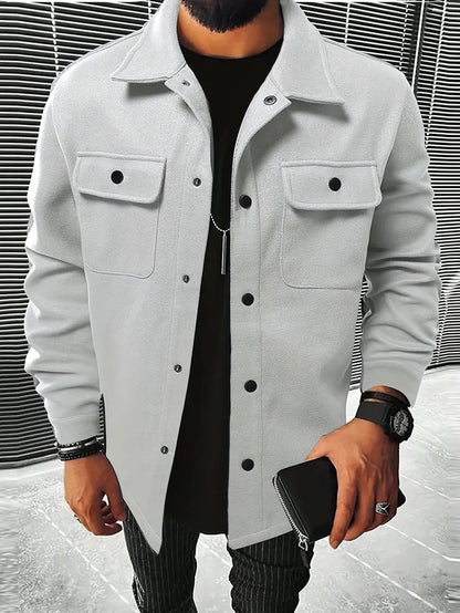 Casual Herenjack met Knoopsluiting voor Herfst en Winter
