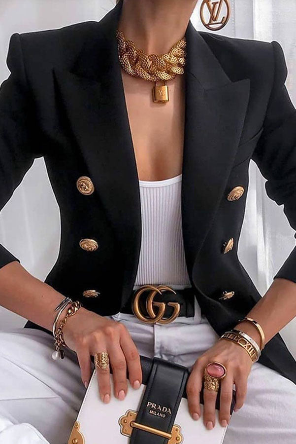 Elegante Dubbelzijdige Blazer met Gouden Knopen
