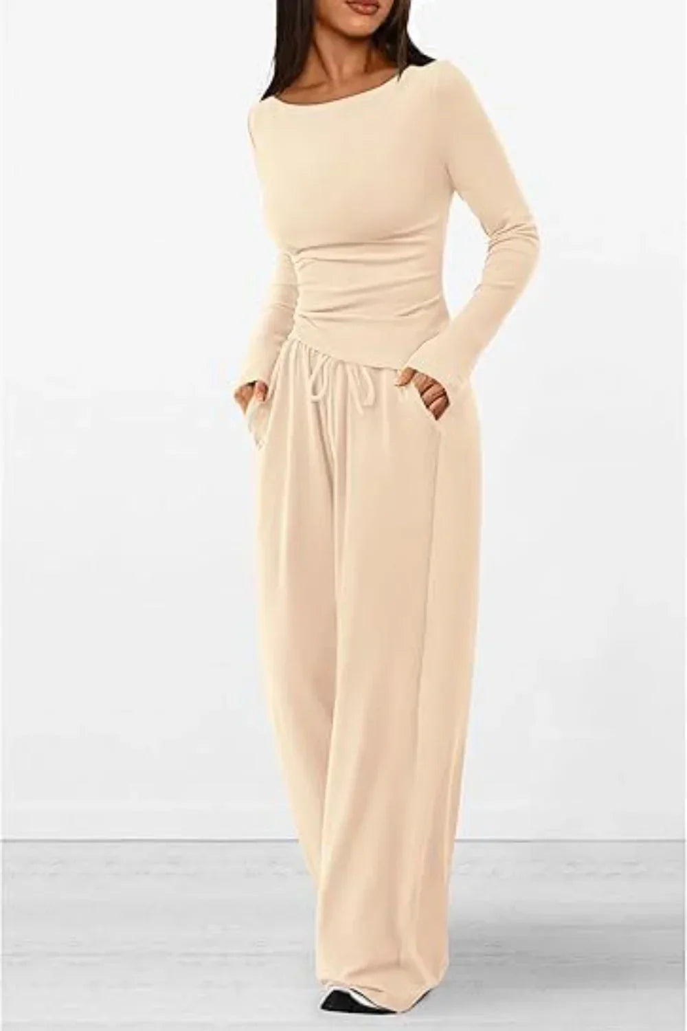 Lina - Comfortabele Ronde Hals Lange Mouw Top en Broek Set