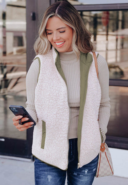 Lotte - Knusse Fuzzy Vest met Rits en Ruime Zakken