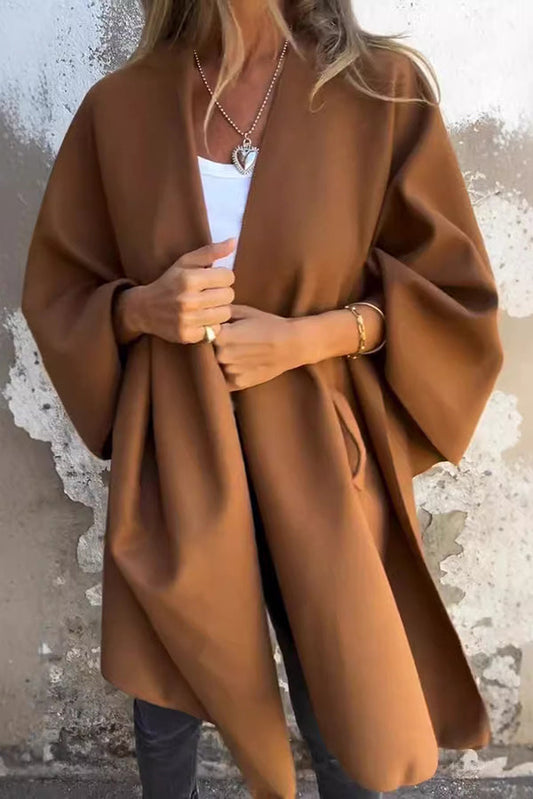 Elegante Losvallende Cape Jas met V-Hals