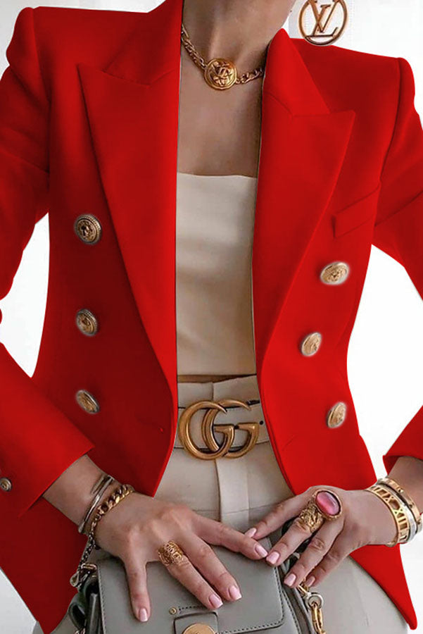 Elegante Dubbelzijdige Blazer met Gouden Knopen