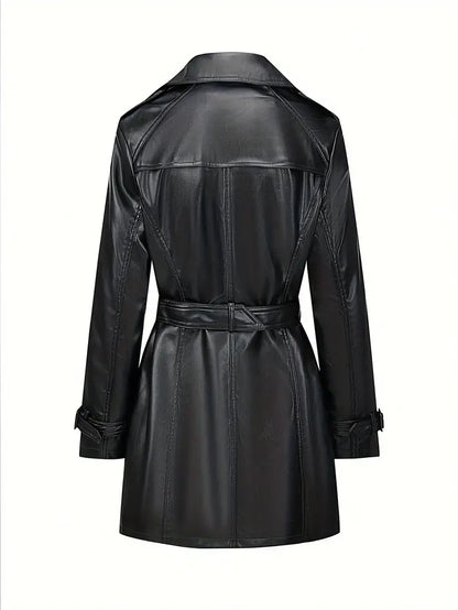 Luna - Elegante Leren Trenchcoat