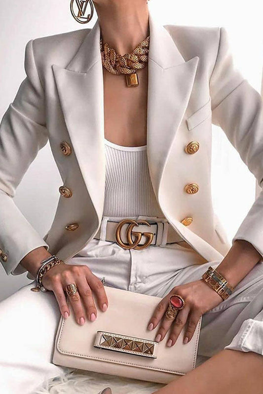 Elegante Dubbelzijdige Blazer met Gouden Knopen