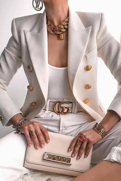 Elegante Dubbelzijdige Blazer met Gouden Knopen