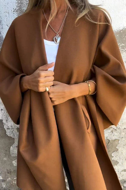 Elegante Losvallende Cape Jas met V-Hals