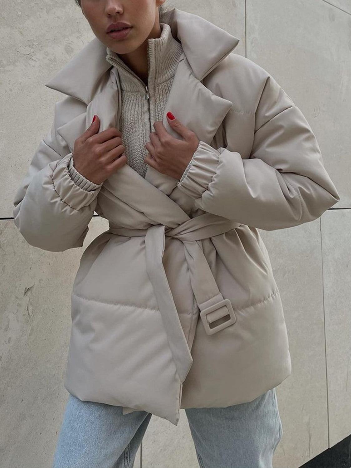Sophie - Stijlvolle Puffer Winterjas met Riem