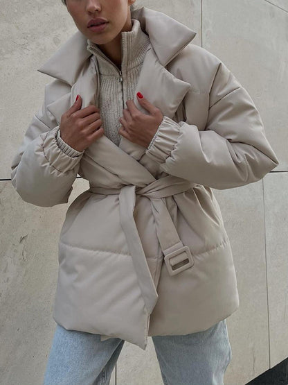 Sophie - Stijlvolle Puffer Winterjas met Riem