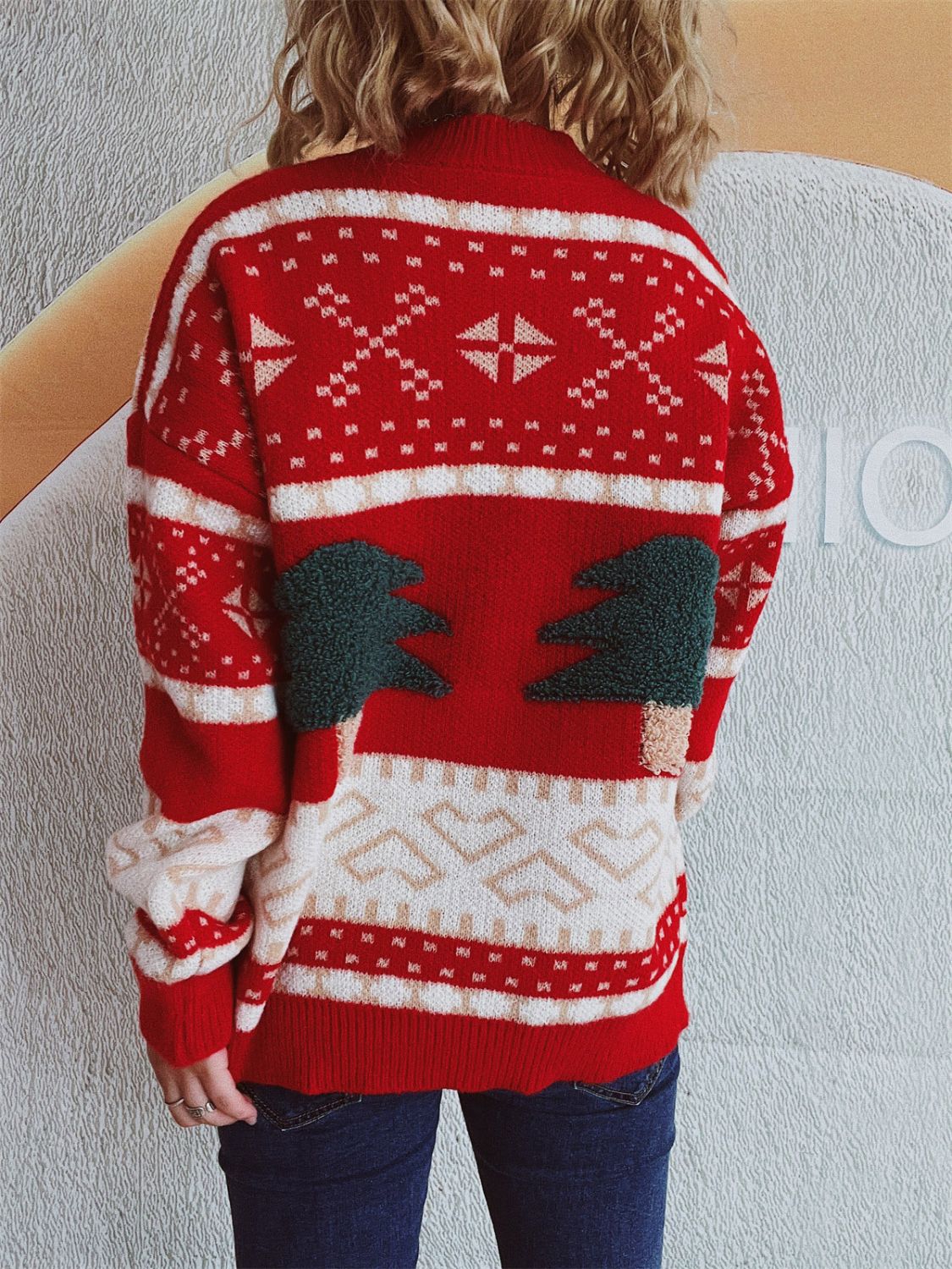 Lotte - Feestelijke Kerstboom Sweater met Lange Mouwen