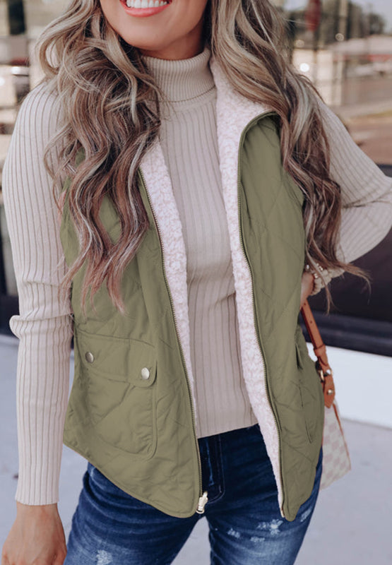 Lotte - Knusse Fuzzy Vest met Rits en Ruime Zakken