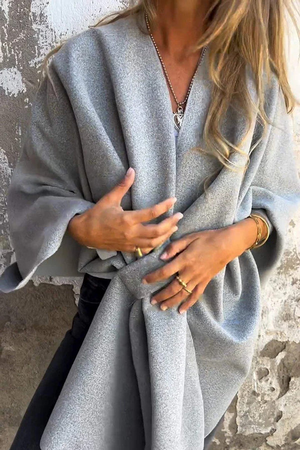 Elegante Losvallende Cape Jas met V-Hals